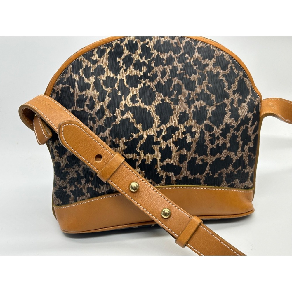 Vintage ANNE KLEIN Animal Print Purse w/Leather Trim Shoulder‎ Crossbody Bag